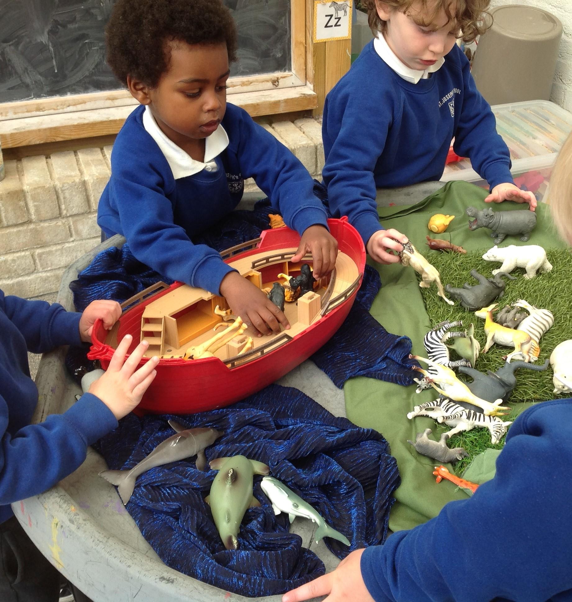 The Nursery children have the opportunity to learn about Bible stories through play.